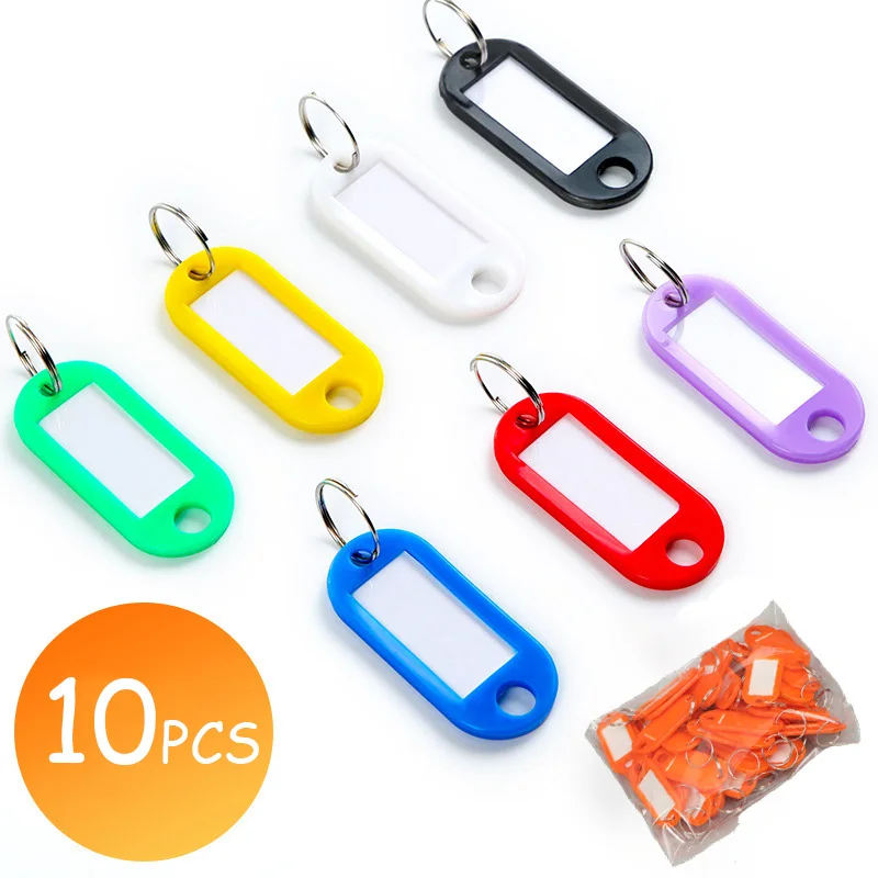 Porte-Clés Numérotés en Plastique Multicolores, Étiquette d'Identification de Bagages, Pendentif avec Porte-Clés pour Femme et Homme, 10 Pièces/Ensemble