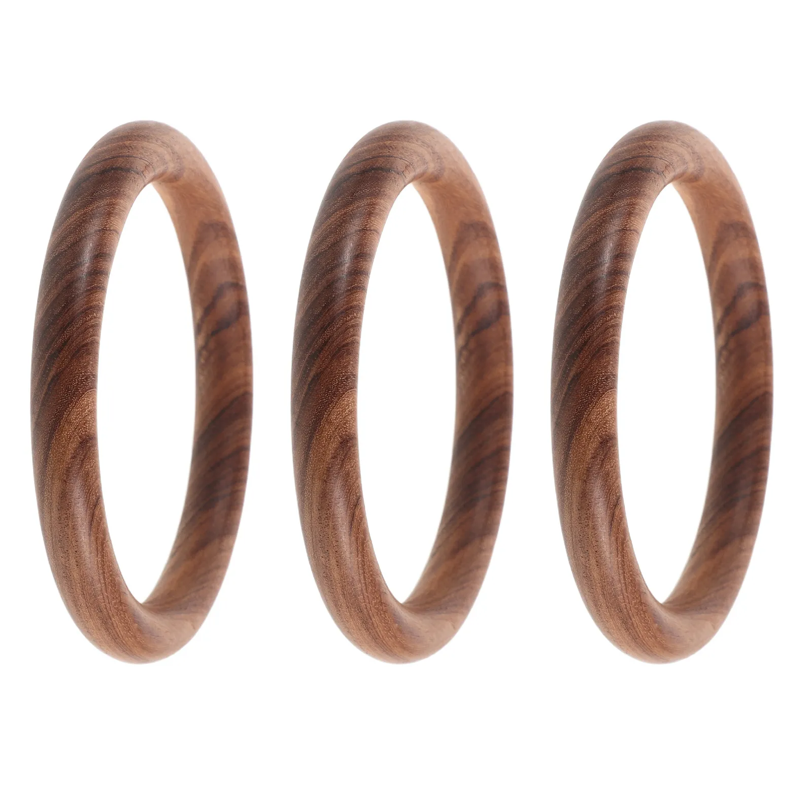 3Pcs Ethnic Wooden Bangles Handmade Natural Solid Wood Wide Cuff Bracelet for Women Men 58Mm 2 Inch Inner Diameter Bohemian