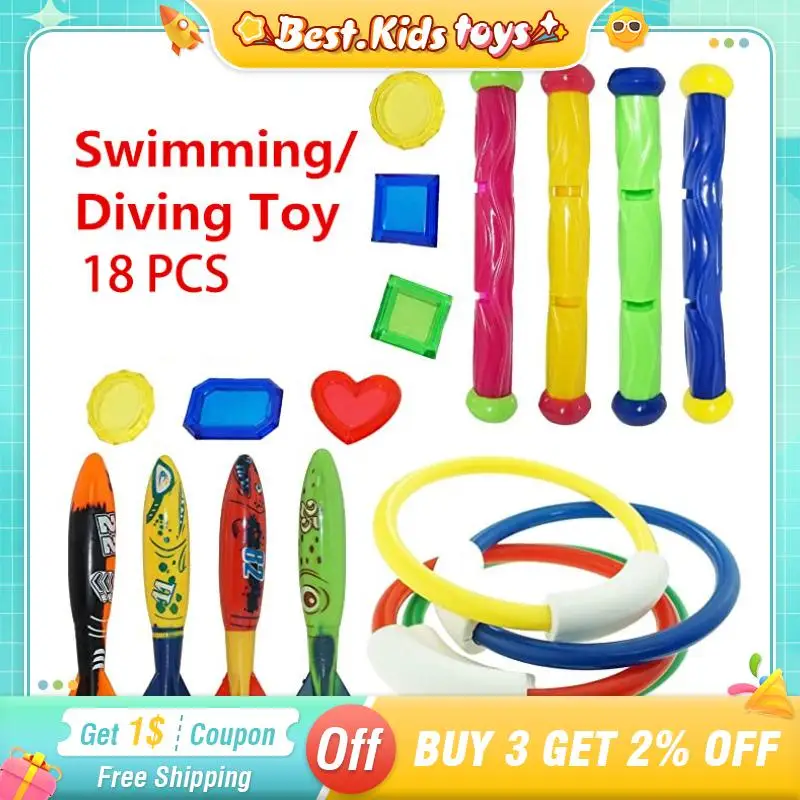 

Children's Diving Toys Sets Swimming Pool Treasure Hunt Diving Torpedo Rocket Water Ring Diamond Water Suit Summer Game Toys