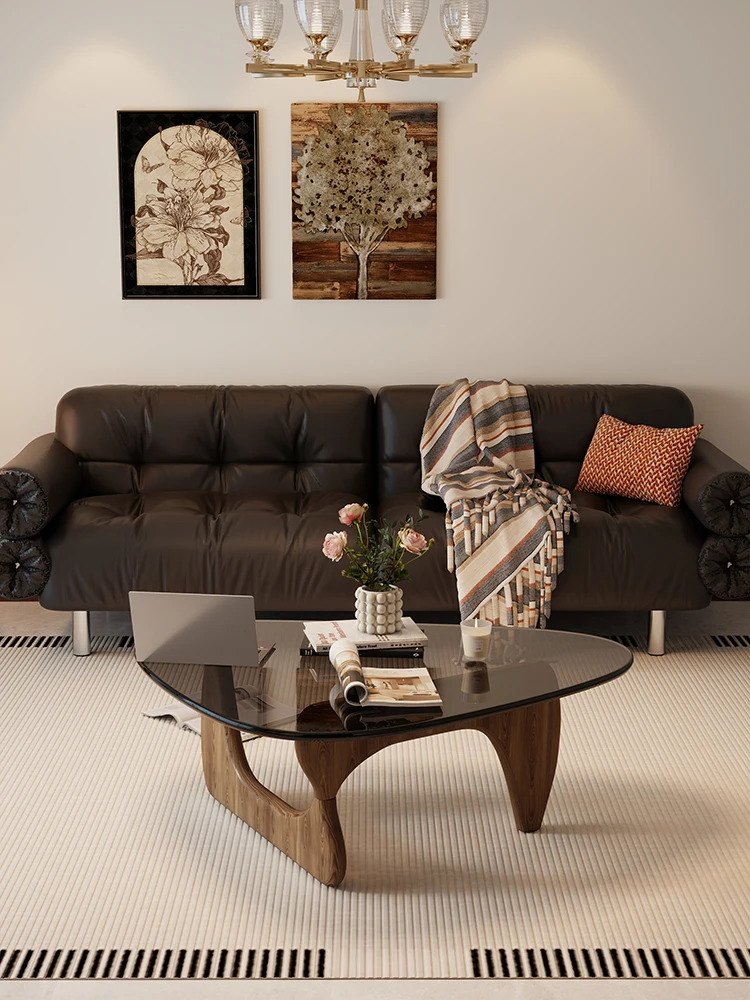 

Solid wood glass coffee table living room home creativity