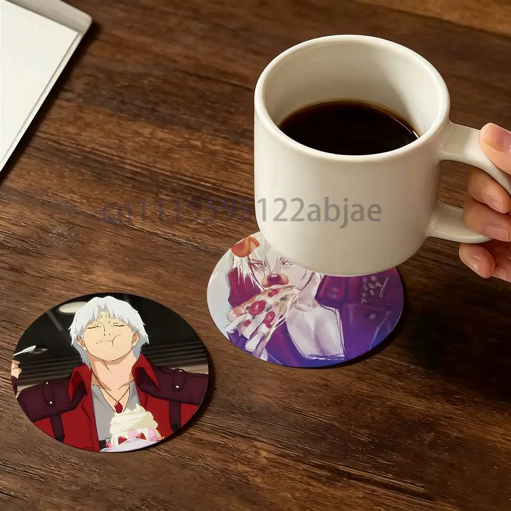 D-DMC Dante D-Devil M-May Cry Round Wooden Coaster Decorative Coffee Cup for Use in Coffee Shops Bars