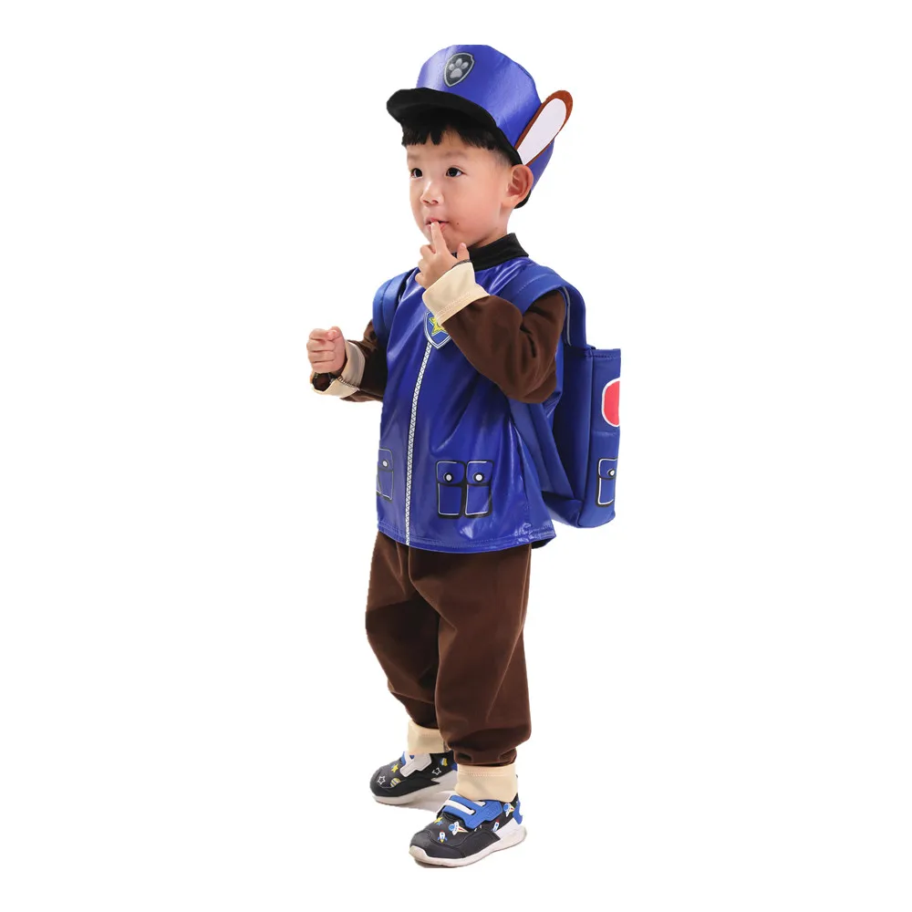 Carnival Kids Paw Patrol Costume Cosplay Marshall Chase Skye Rubble With Schoolbag Children Boys Girls Birthday Party Clothing