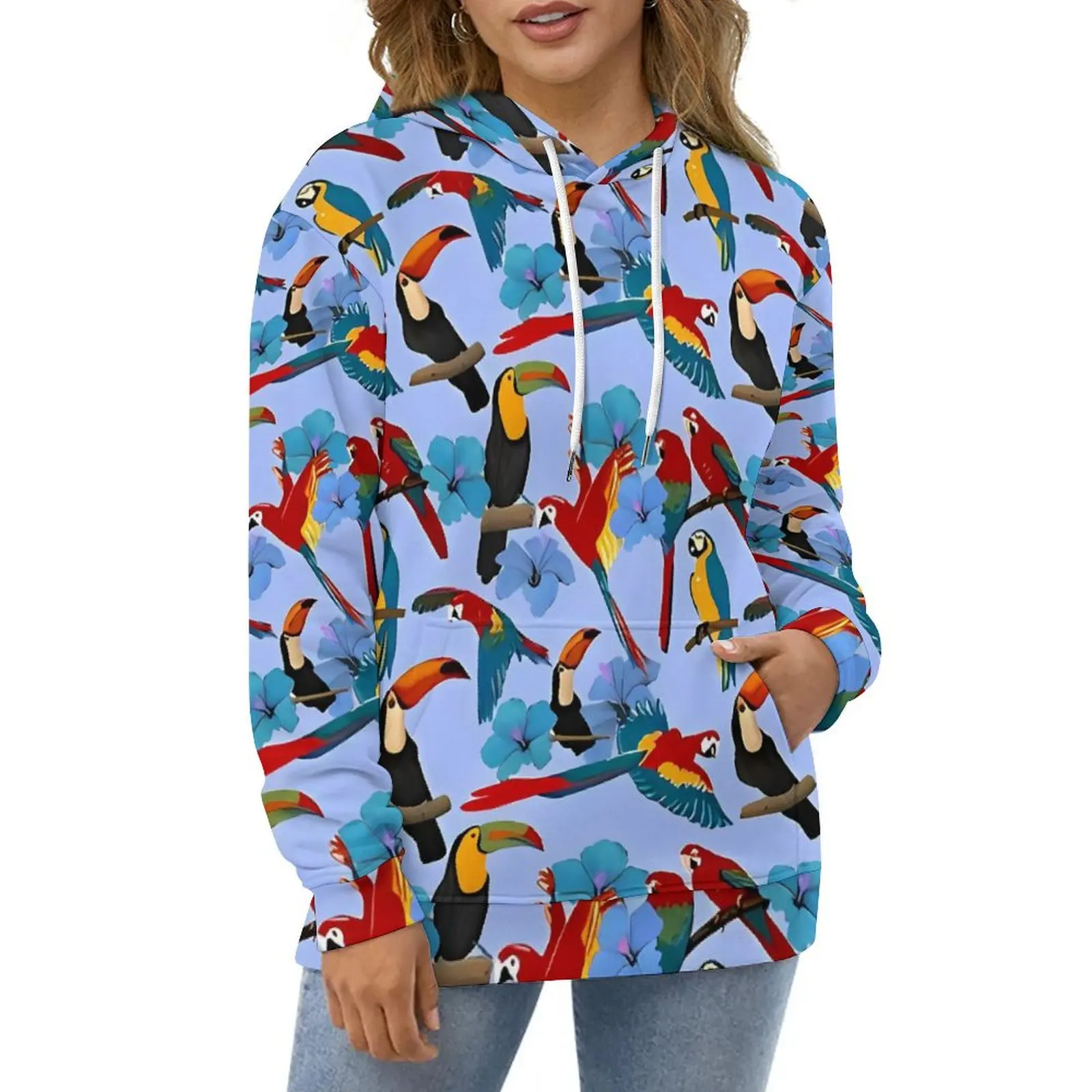 

Tropical Flower Hoodies Long-Sleeve Retro Birds Print Aesthetic Casual Hoodie Autumn Harajuku Oversized Design Loose Sweatshirts