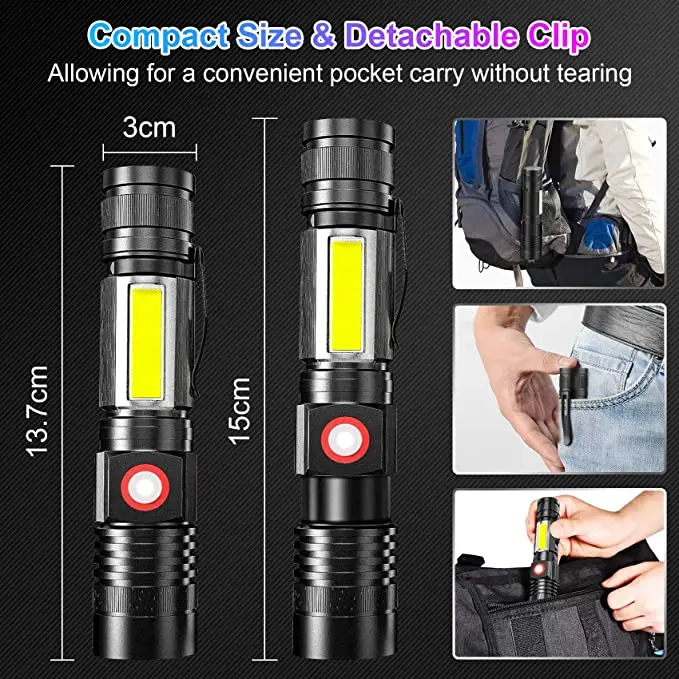 Powerful LED Flashlight Upgraded-LED 18650 Rechargeable Flashlights Waterproof Torch for Camping Hiking Hunting Cycling