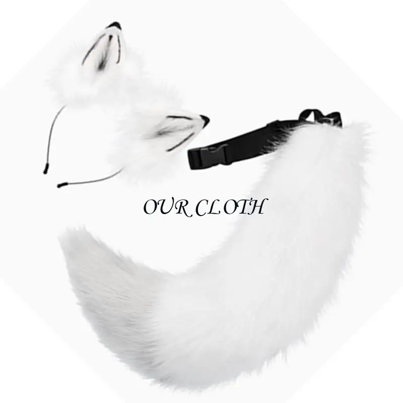 2pcs animal cats arsbelder و faux furs cats tail cosplay foxes costumes y1ac #2