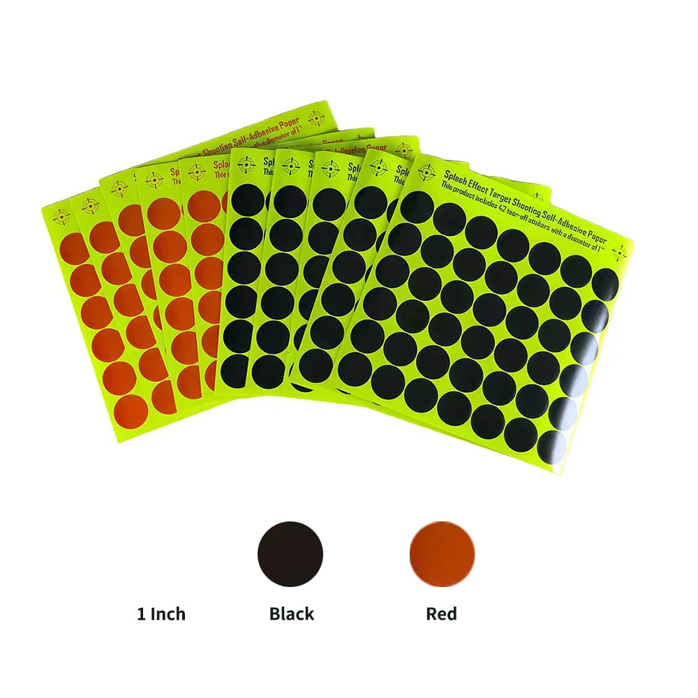 1-Inch Color-Changing Red Black Splash Target Stickers Set of 42 Replacement Dots for Shooting Practice Small Dots Universal Des