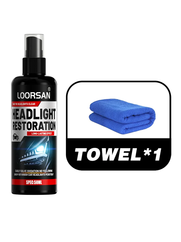 Crème de restauration de phares de voiture LOORSAN 50ml, résistante aux UV, anti-rayures, polissage longue durée pour phares de voiture et de SUV