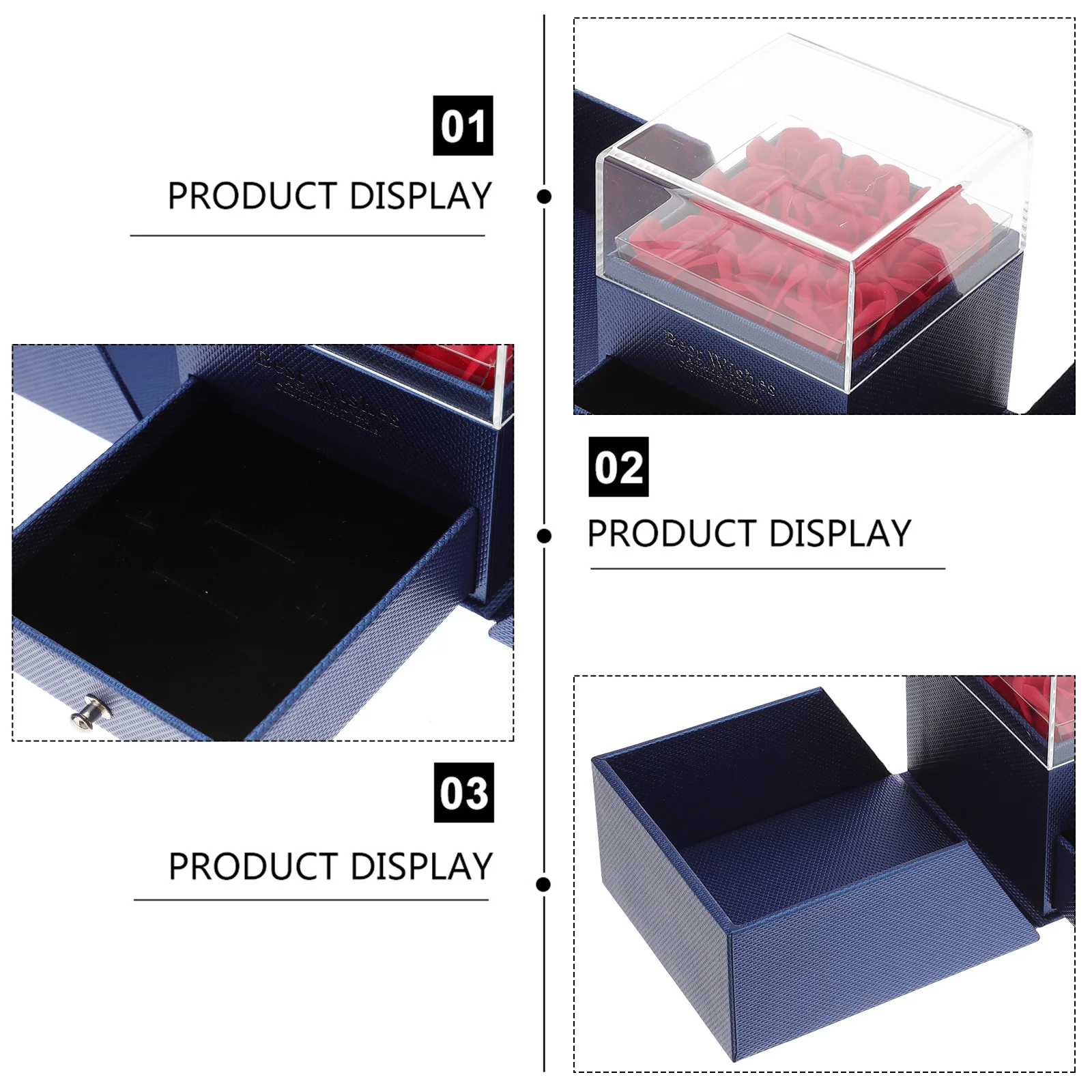 1Pcs Eternal Flower Jewelry Box Bright Red Lifelike Petals Jewelry Storage Organizer for Rings Earrings Necklaces Bracelets