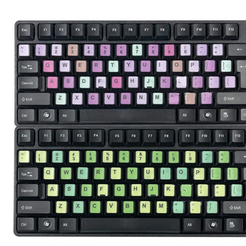 DN59 2 قطعة ملصقات لوحة المفاتيح الإنجليزية معكرون اللون لوحة مفاتيح الكمبيوتر المحمول لملصق المفاتيح