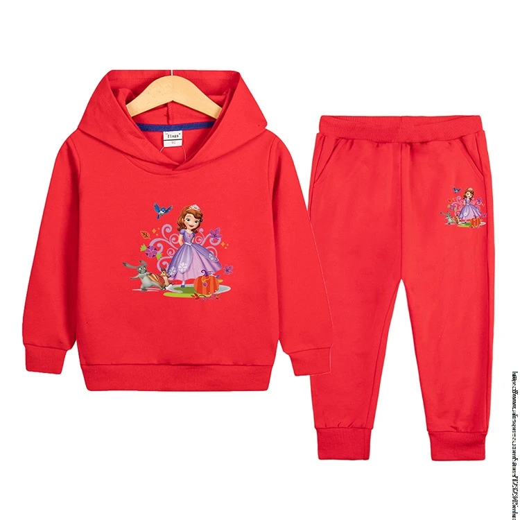 Quality Kids Hoodie  Sofia Princess Sweatshirt Top + Pants 2Pcs Jacket Boys Girls Preschool 1-9 Years Sunshine Athleisure Set