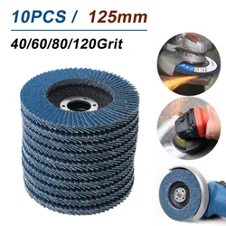 10Pcs Grinding Wheels Flap Discs Sanding Discs 125mm 5 Inch 40/60/80/120 Grit Angle Grinder Abrasive Tool