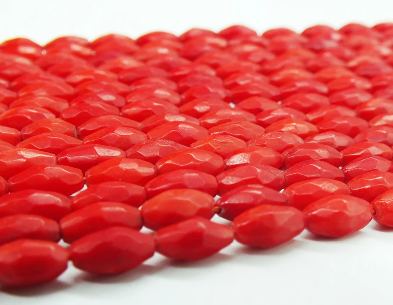 3PCS 5X9MM AAA high quality red facet Ovai  shape Coral Loose Beads 15 inch