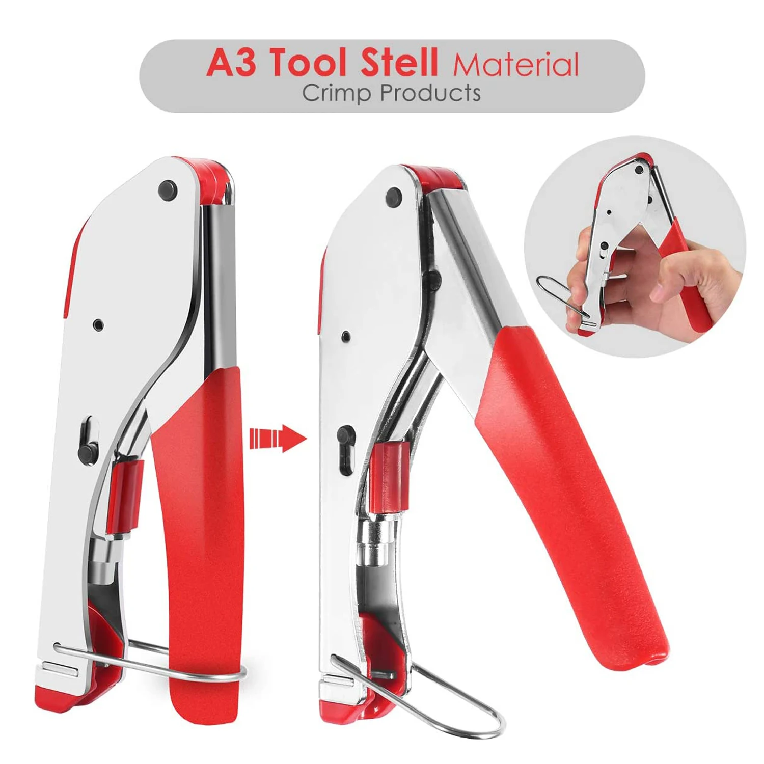 3 In 1 Tool Kit Coax Cable Crimper Coaxial Compression Tools Kit Wire Stripper with 20Pcs F RG6 Connector Tools Set