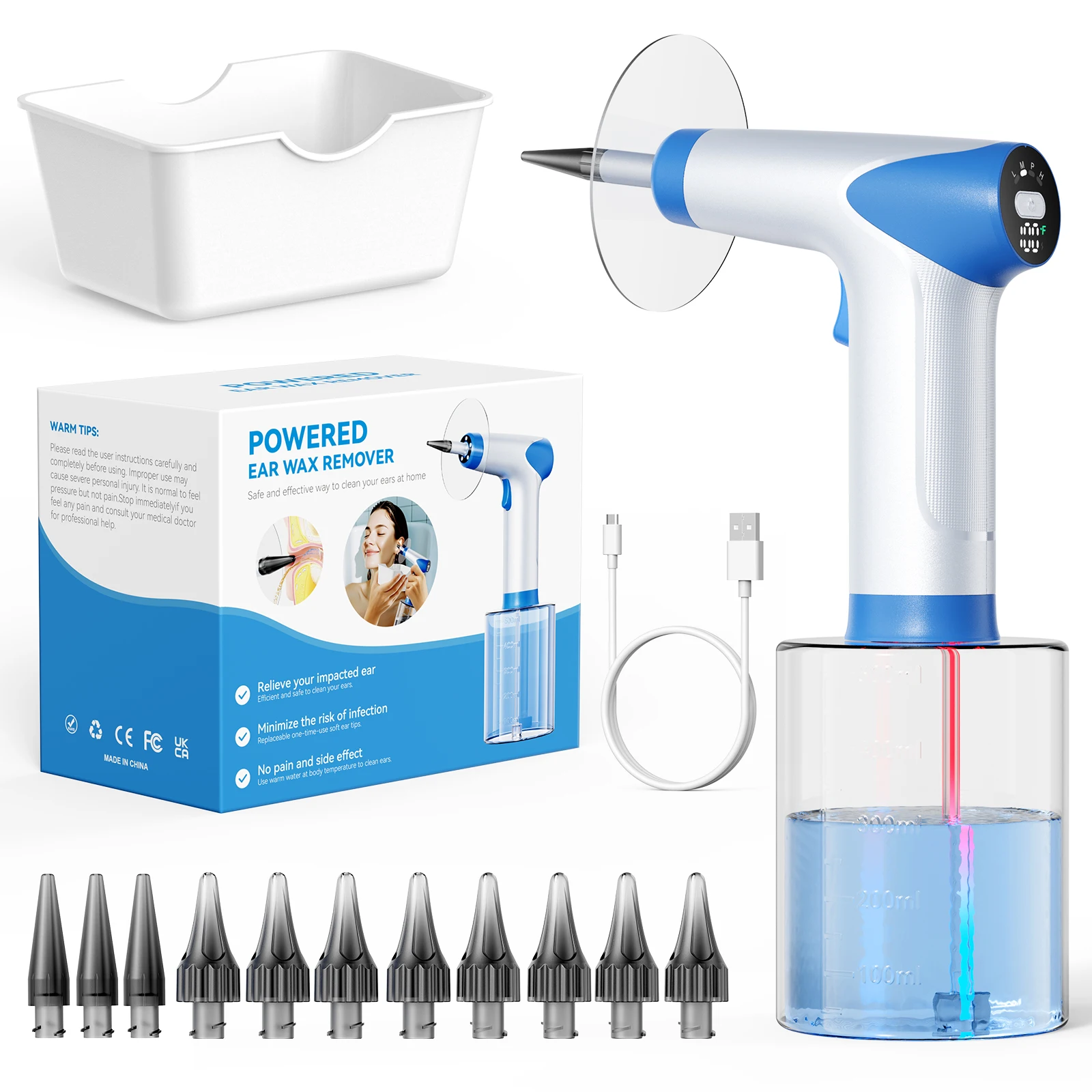 OEM ODM 2000mAh Portable Safe Water Powered Ear Washing Machine Ear Irrigation With 500ml Water Tank