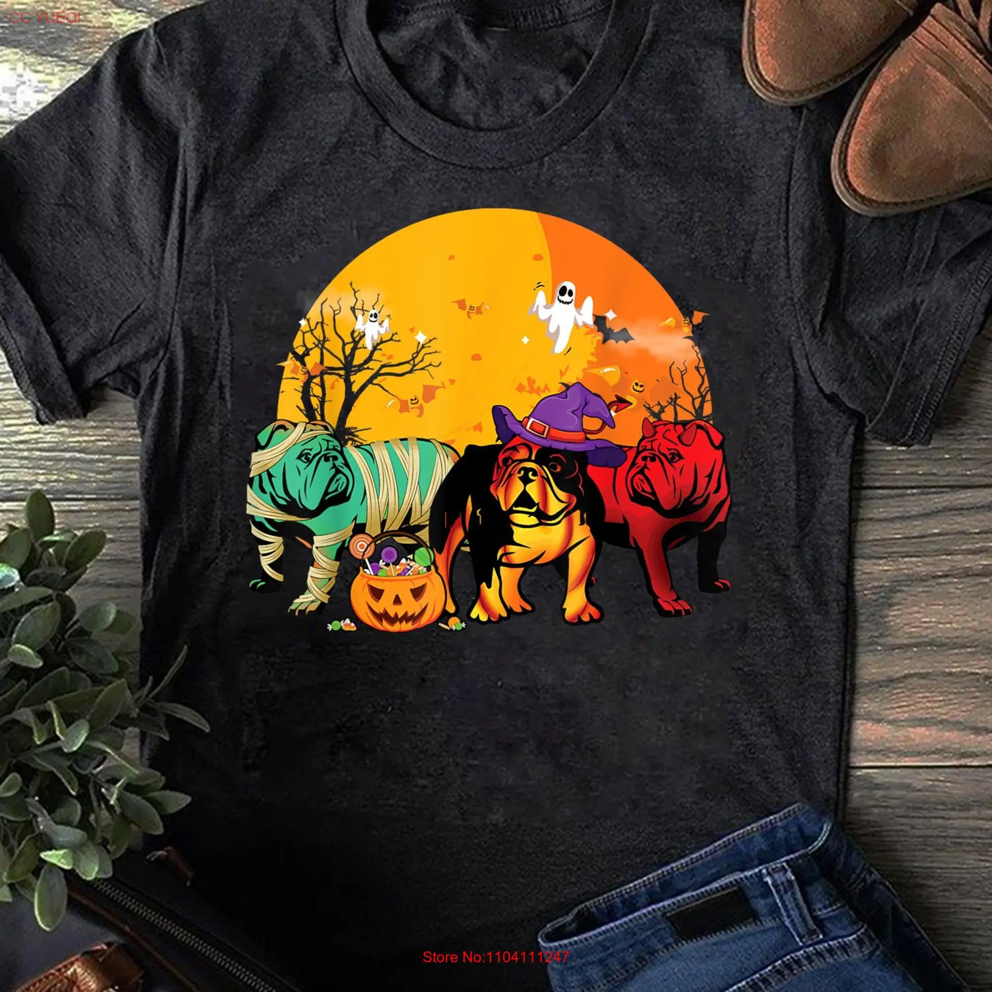 Funny English Bulldog Halloween Costume T Shirt Dog lover for Lovers Mother's Day long or short sleeves