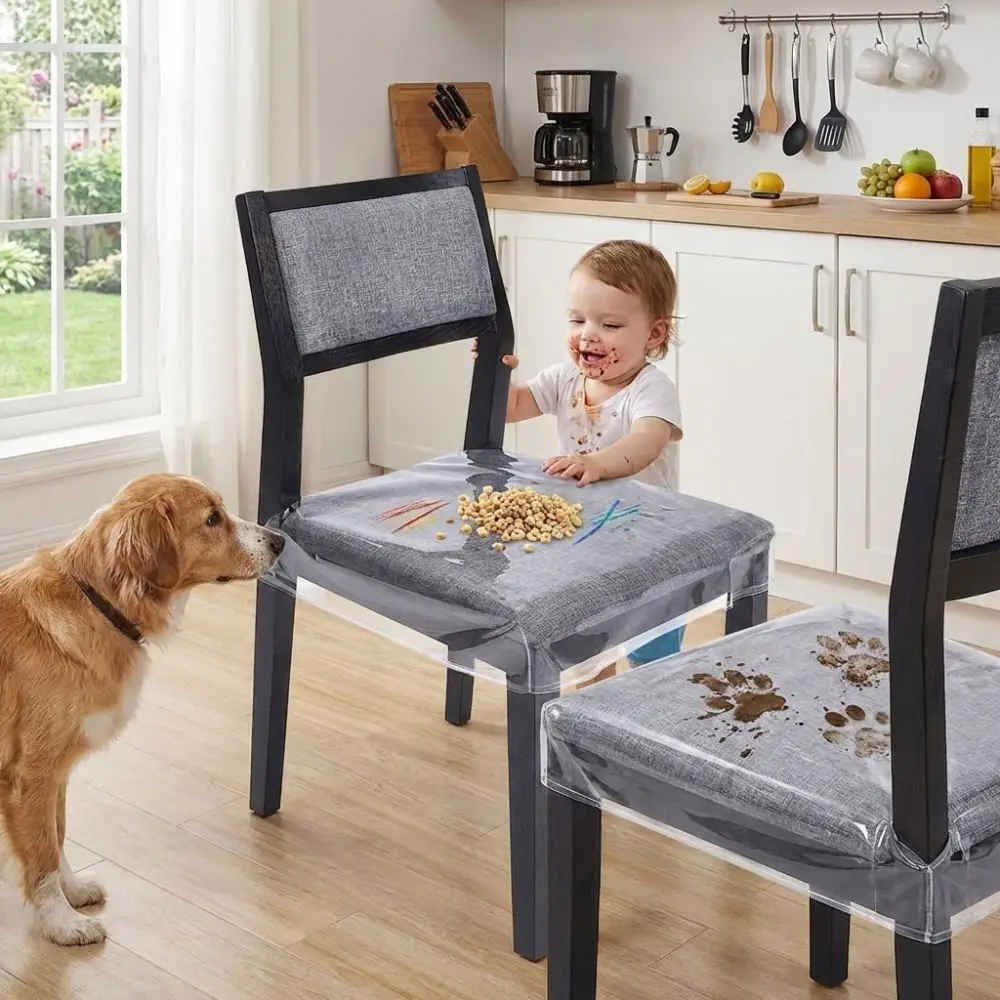 Waterproof Transparent Chair Cover Scratch Resistant Dust-proof PVC Chair Seat Cover Oil-resistant Anti-dirty