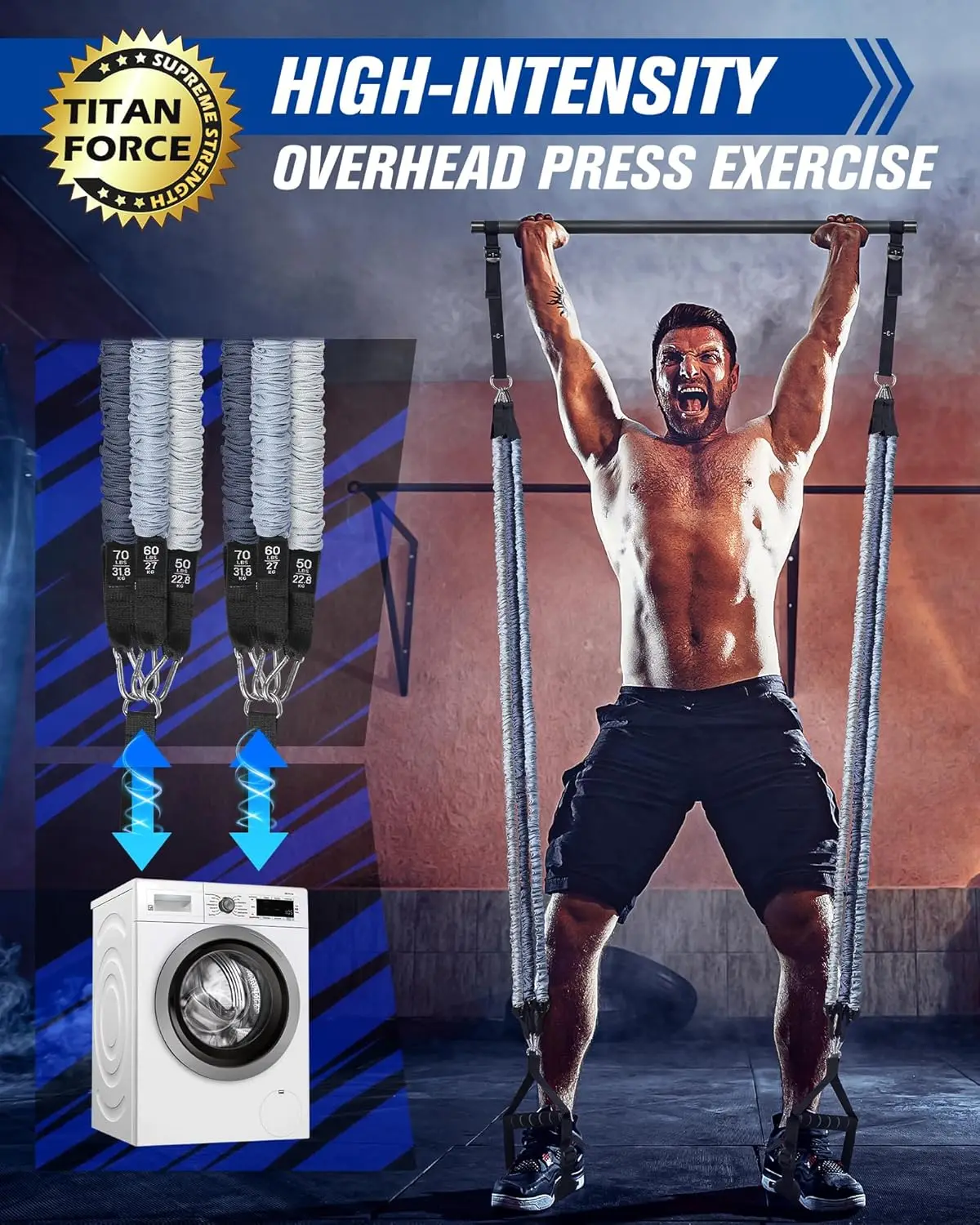 Multifunctional Pilates Bar Kit with Resistance Bands for Home Gym Full-Body Workouts