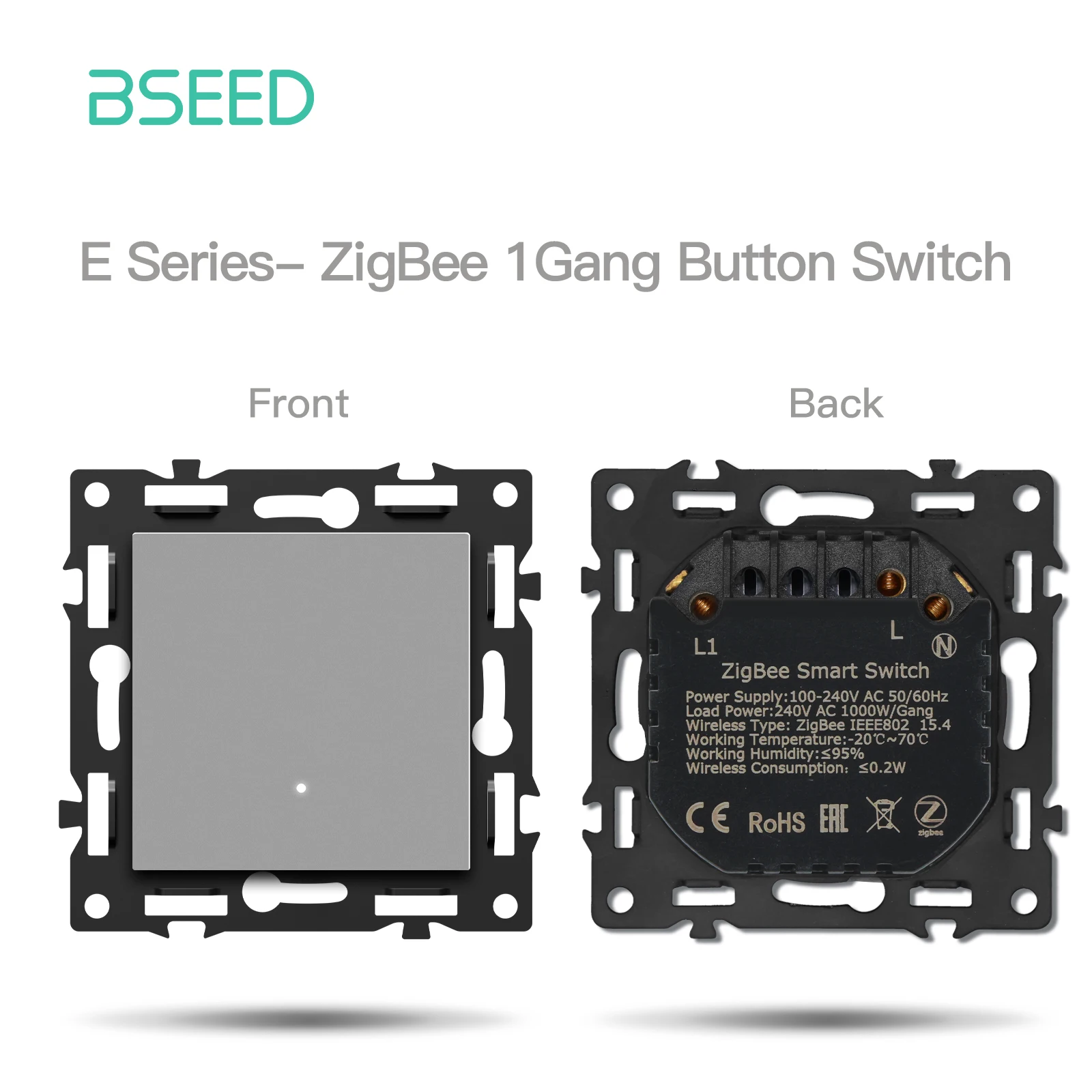 BSEED 1/2/3/4Gang Zigbee Klicken Schalter Teil Kunststoff Rahmen Smart Dimmer Vorhang Schalter Funktion DIY Teil EU Smart Steckdose Teile