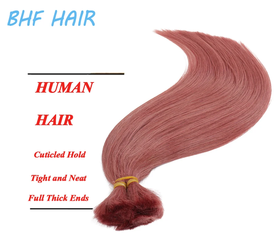 Capelli lisci intrecciati umani sfusi senza trama fasci di capelli rosa 100% Vietnam Remy estensioni sfuse di capelli umani 50g