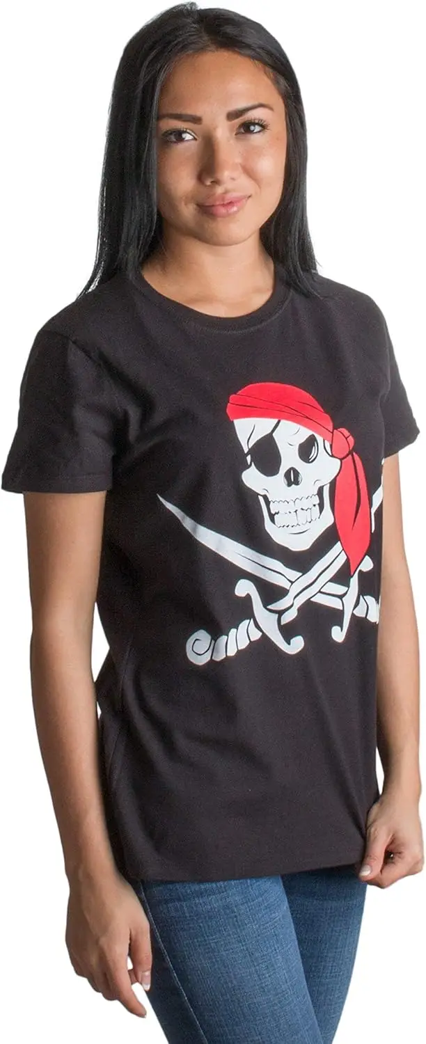 Jolly Roger Pirate Flag | Skull & Crossbones Caribbean Cruise Costume Ladies' T-Shirt