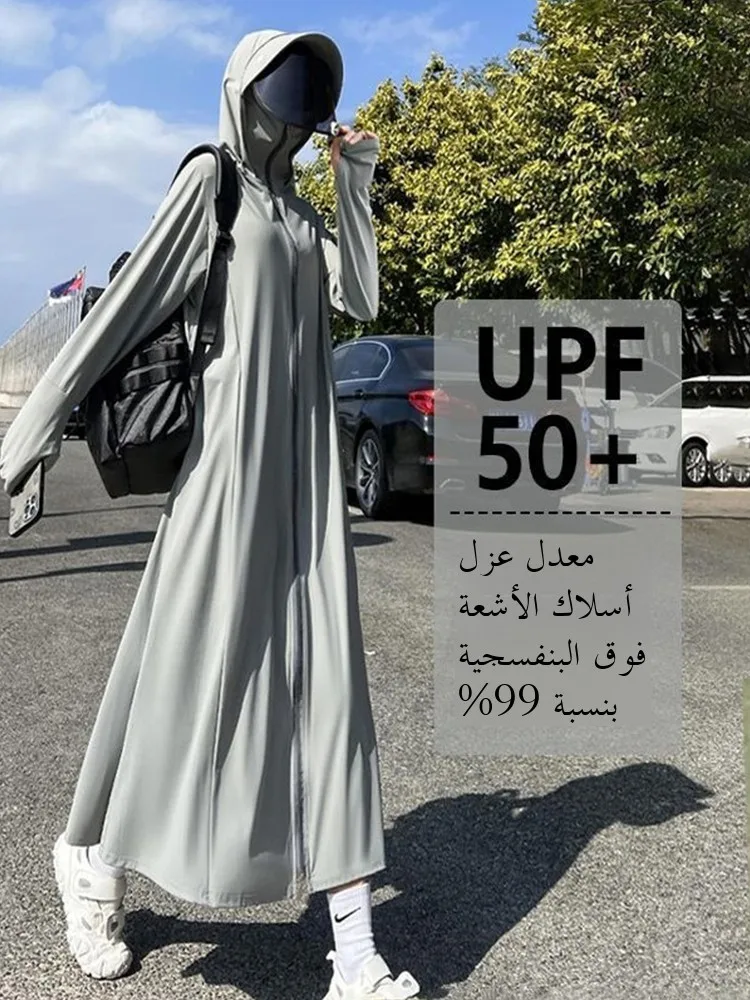 

Длинная легкая женская солнцезащитная одежда с капюшоном, дышащее пальто с защитой от ультрафиолета, летнее модное пальто для поездок на работу