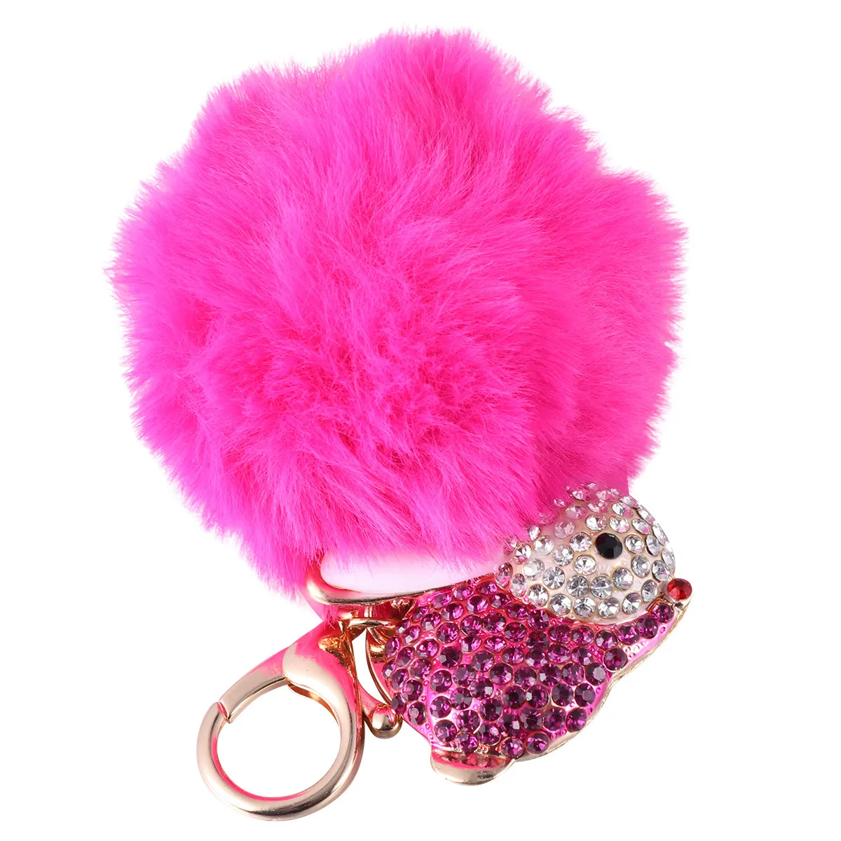 

Bag Key Holder Rabbit Shape Rhinestone Keychain for Keys Belt Rucksack Cellphone Decoration Party Favor Easter Gift Rosy