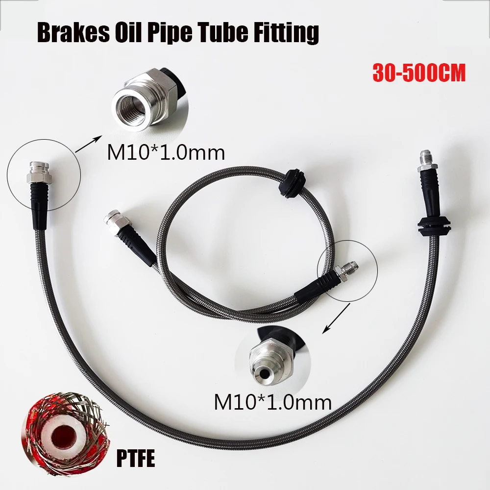 

Metric M10x1 Swivel Female+Male Conv AN3 Stainless Braided Universal Brake Hose Clutch Oil Line Tube Assy PTFE Brake Pipes 2PCS