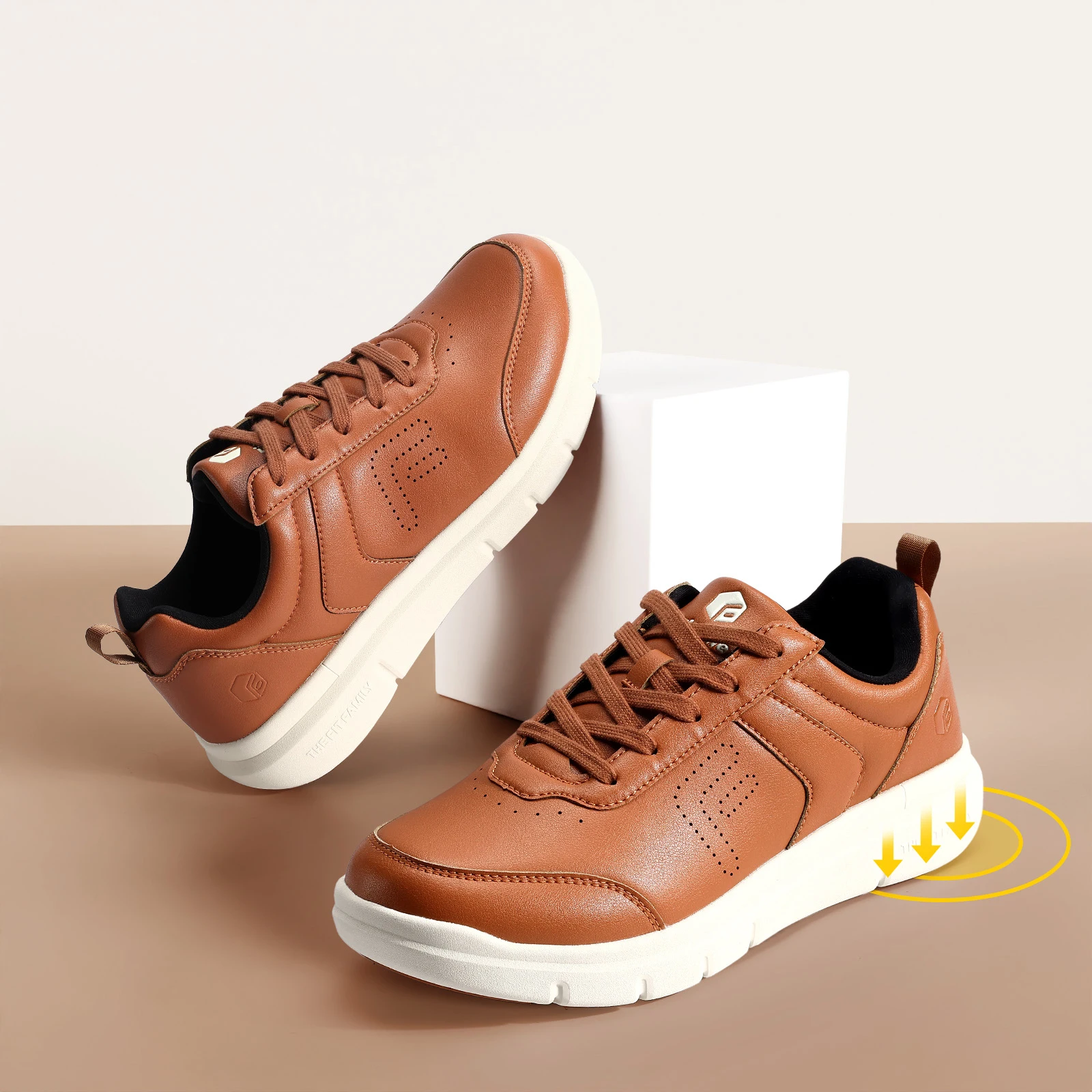 

Fittington Extra Wide Men's Walking Shoes Leather Dress Sneakers Lightweight Man Shoes Plantar Fasciitis&Bunion Support