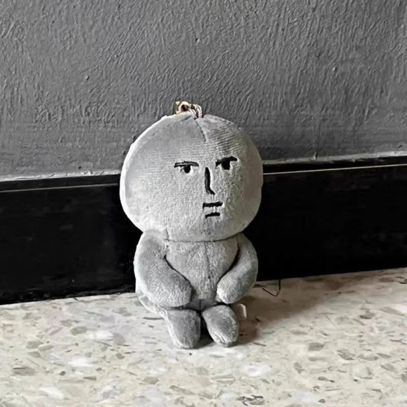 Cute Plush Keychain Gray Stuffed Keyring Pendant Doll Pendant for Kids and Adults Emotional Backpack Accessory Purse Bag