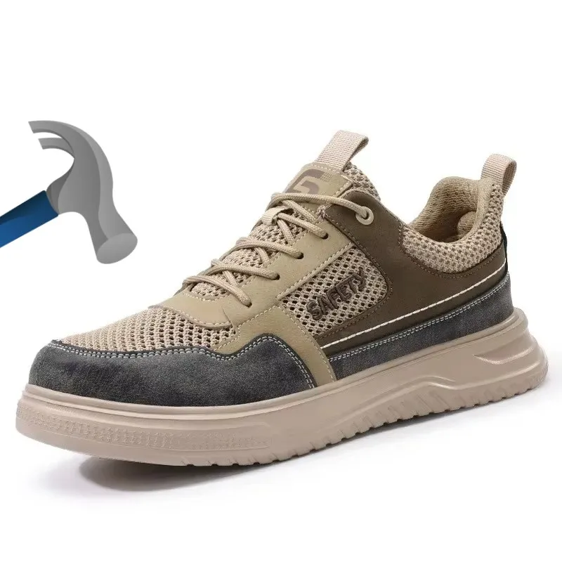 

Новые модные мужские летние рабочие ботинки с защитой от ударов и проколов, дышащие, легкие, удобные, со стальным носком, защитные.