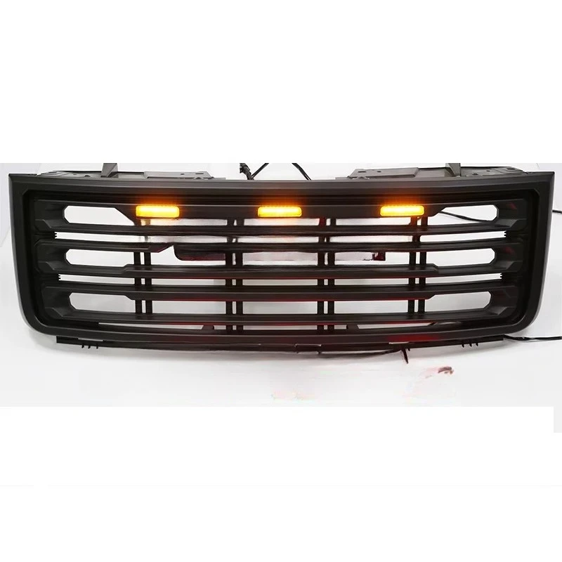 

2007-2013 For GMC Sierra 1500 Auto Exterior Upper Racing Grills Black ABS Front Hood Bumper With Light New Condition