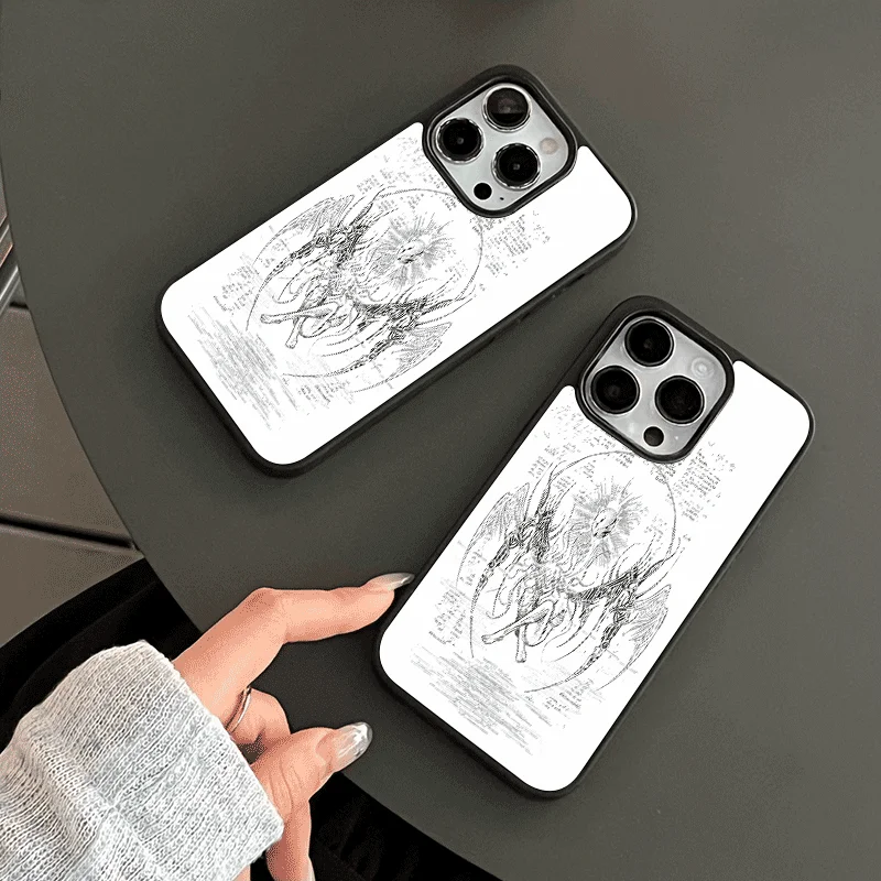 Ins Comic Shrink Angel Black Edge Soft Shell Phone Case for IPhone 15 14 13 12 11 Pro Max XR XS 7 8 Shockproof Soft Case Fundas