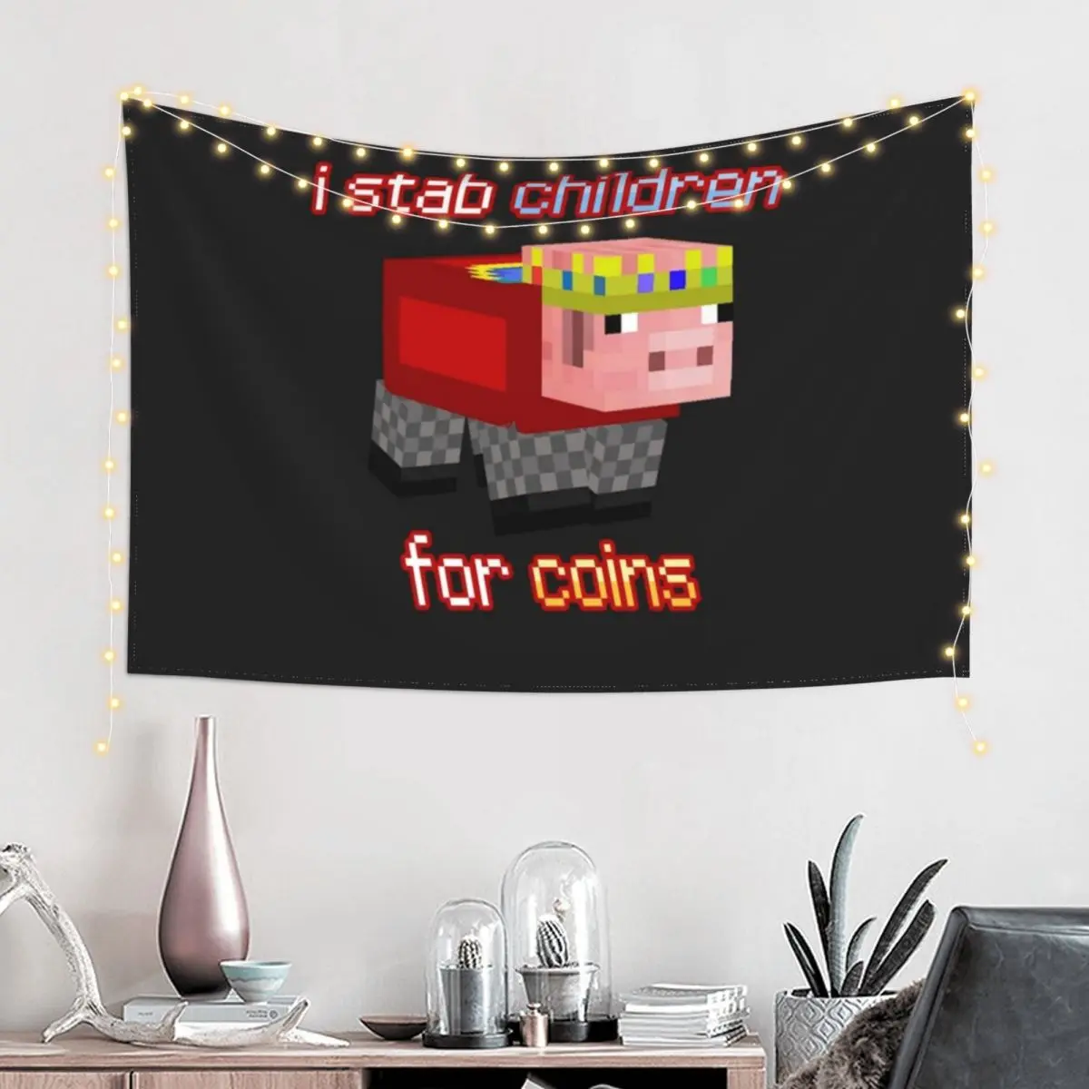 Technoblade I stab Children for Coins Tapestry Wall Hanging Things To The Room Tapestry