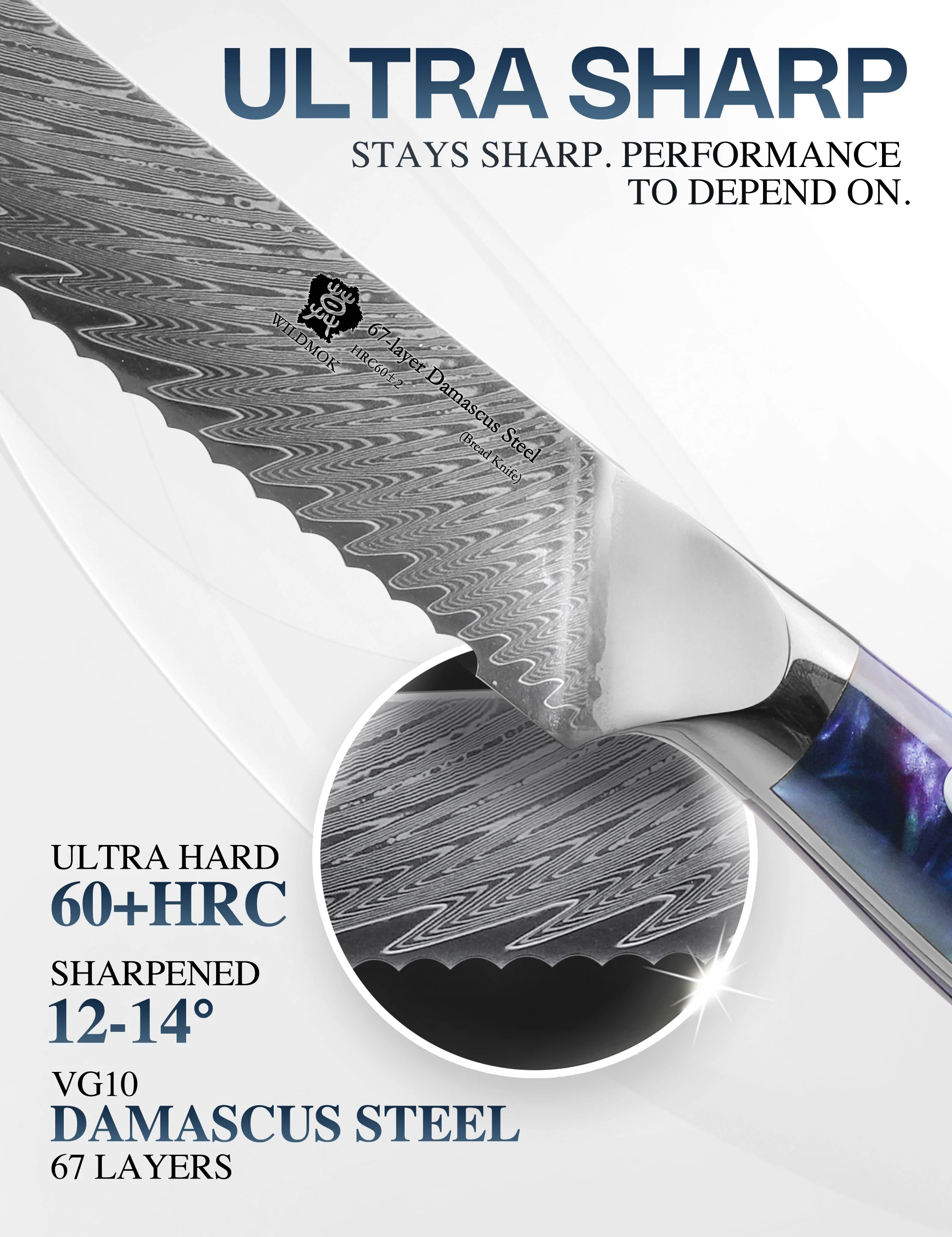 WILDMOK Serrated Bread Knife 8