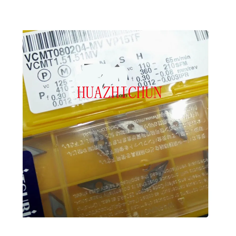 

HUAZHICHUN VCMT080204-MV VP15TF 080202 UE6020 AH725 SV US73 Carbide Inserts Milling Cutter Tool