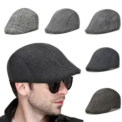 Ciepła, z wełny czapka z tkaniny do przodu dla mężczyzn kobiet jesień zima wiatroszczelna miękka krata Beret Unisex Peaky Blinders czapka