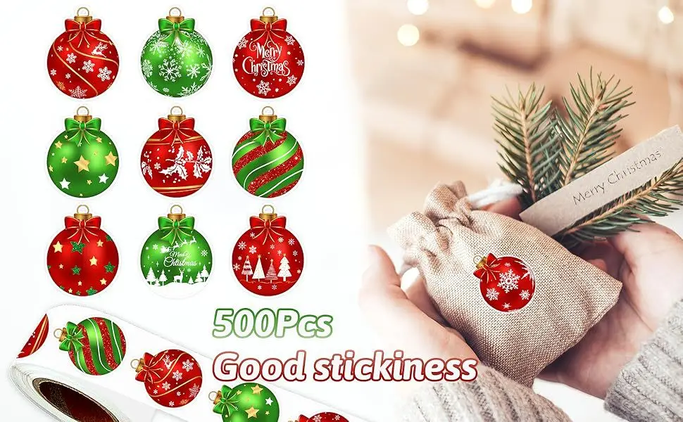 500pcs Merry Christmas Stickers,3CM, Christmas Theme Seal Labels Stickers For DIY Gift Baking Package Envelope 2025 New ﻿
