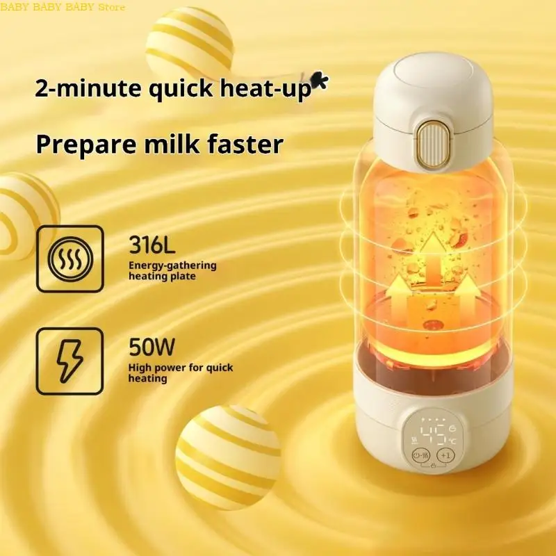 Q81A الفولاذ المقاوم للصدأ زجاجة الطفل دفئا 6-Gear التحكم في درجة الحرارة شاشة LED التدفئة السريعة تسرب برهان قفل غطاء المدمجة #5