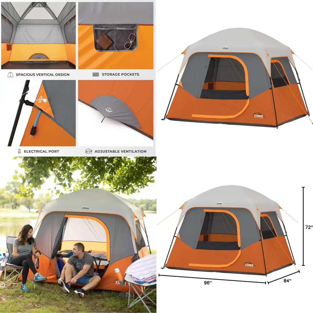 

4-6 Person Portable Outdoor Camping Tent with Carry Bag and Gear Loft Organizer