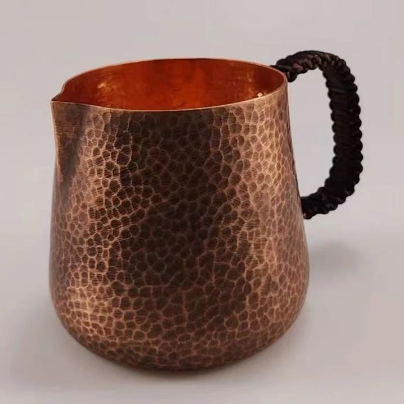 كوب قهوة كلاسيكي من النحاس النقي ، كوب موسكو بغل سميك كبير الحجم مطرقة الملمس مقبض منسوج 700 مللي كوب للبيرة ، كوب شاي أدوات المائدة