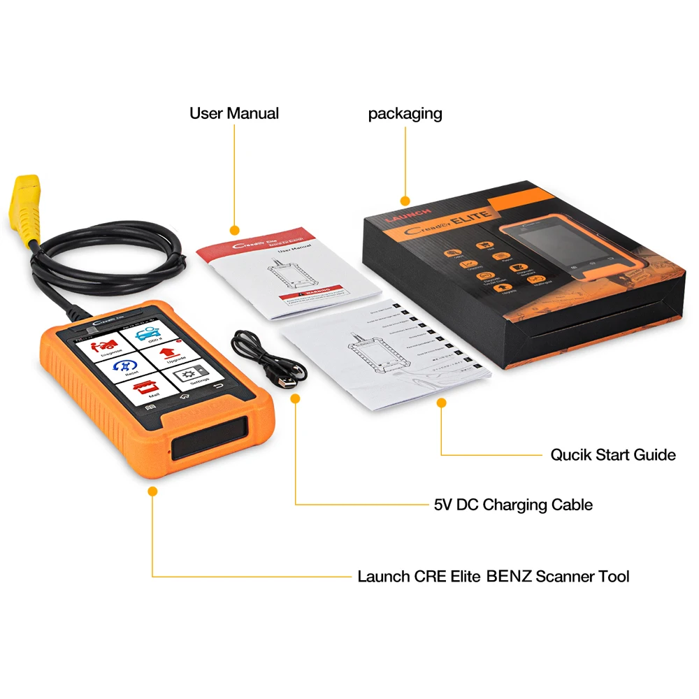 LAUNCH-X431 Elite OBD2 ferramenta de diagnóstico, carro automotivo scanner, codificação ECU, teste ativo, funções rústicas, sistema completo, 2024, quente