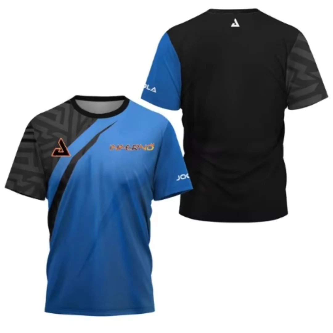 Summer fashion new table tennis printed short sleeved men\'s badminton fast drying fitness breathable round neck loose T-shirt
