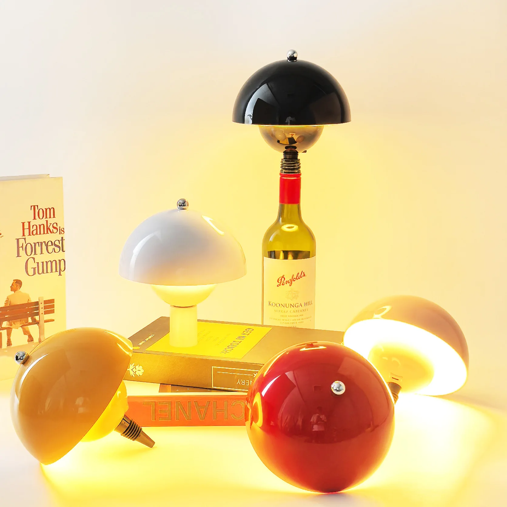 Touch Control Rechargeable Mushroom Bottle Head Table Lamp Nordic Minimalist Bedroom Bedside Wedding Decorative Ambient Fixture