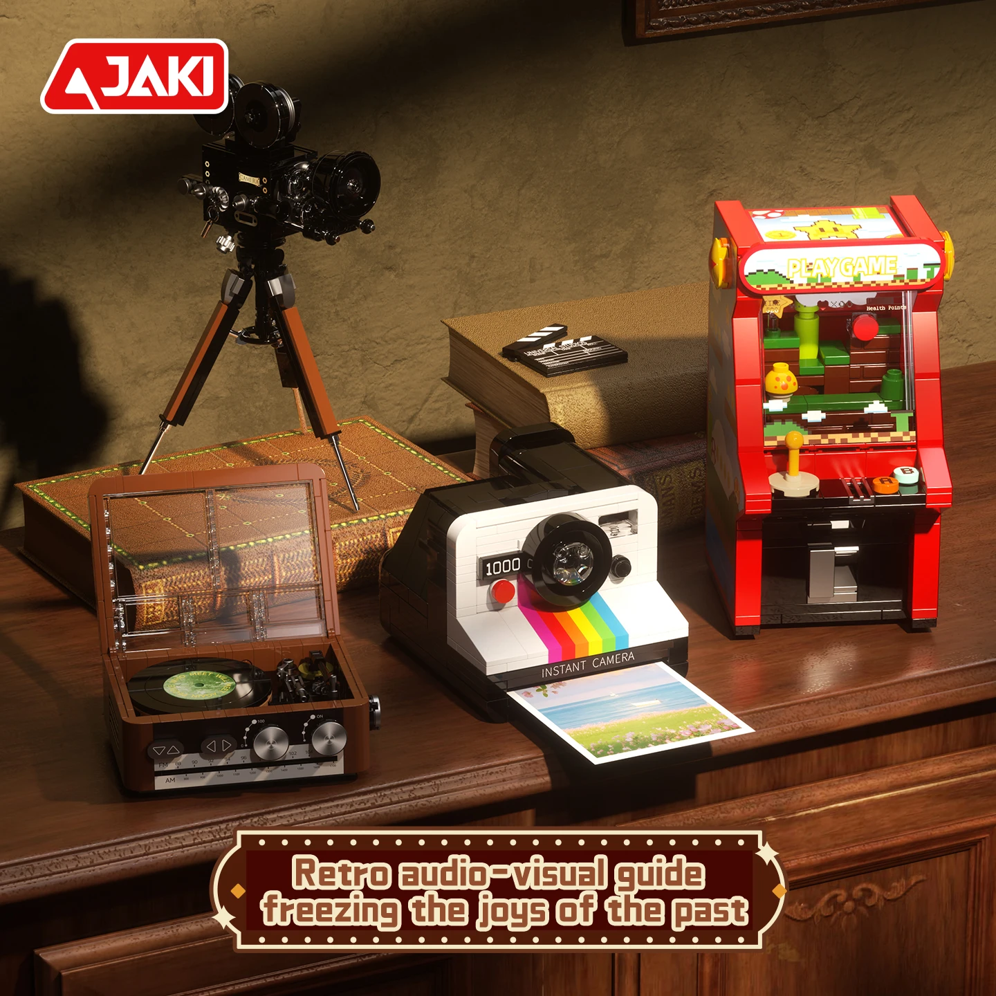 Konsola do gier JAKI Retro Electronics Series, klocki konstrukcyjne, model MOC, kreatywna ozdoba, prezent urodzinowy dla dzieci