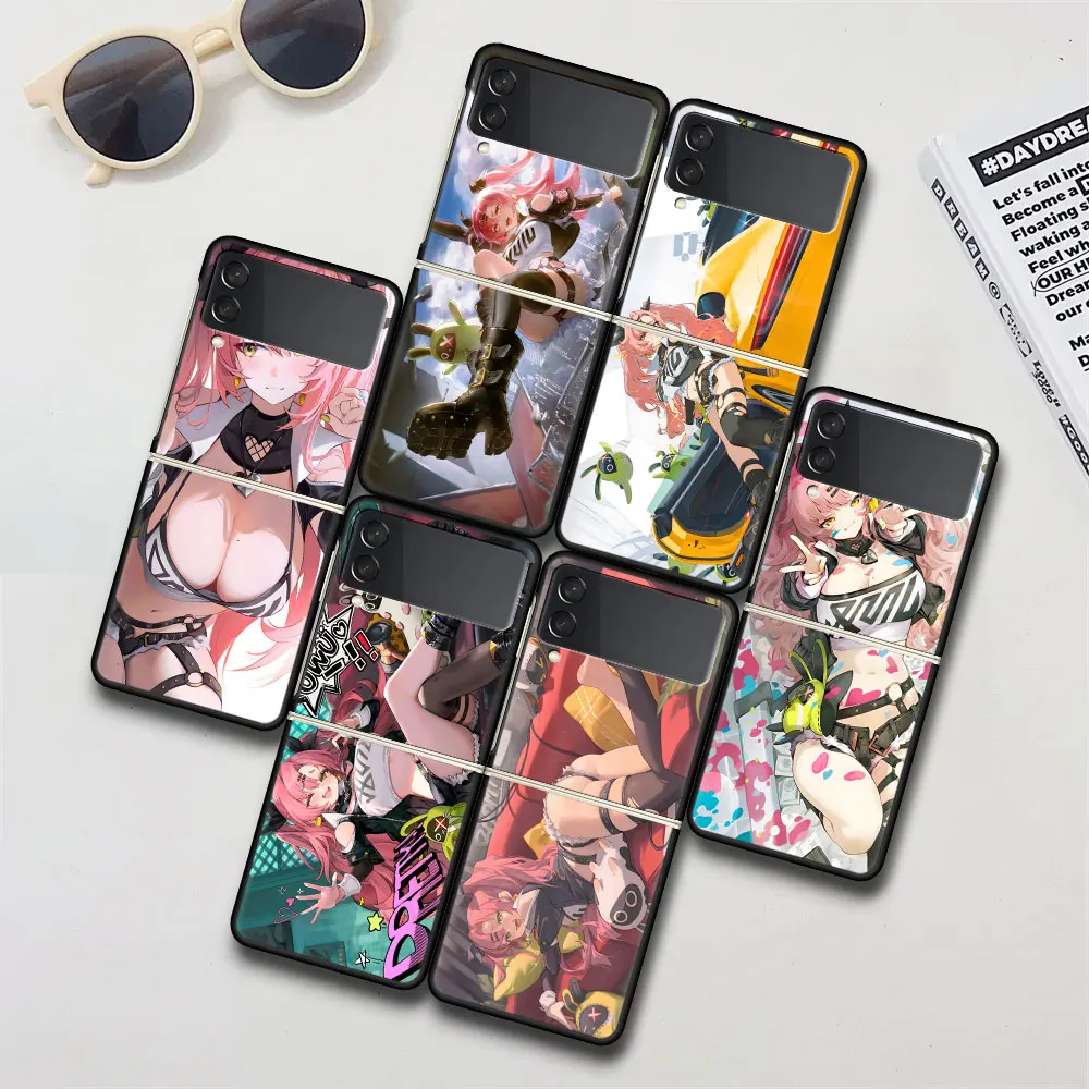 Nicole Demara Zenless Zone Zero ZZZ Case for Samsung Galaxy Z Flip 4 3 5G Black Hard Flip4 Flip3 PC Phone Cover Zflip4 Zflip3