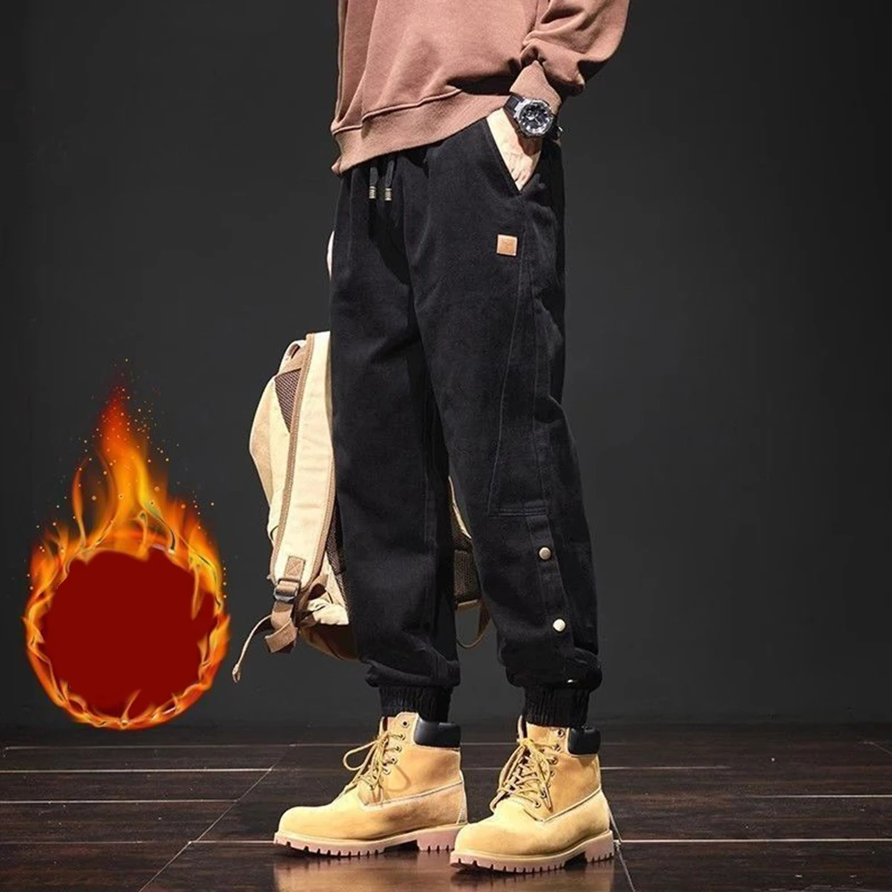 Fleece High-end Overalls Men's Autumn Winter Loose Invisible Open Crotch Outdoor Sex Trend Harlan Tied Feet Men Casual Trousers