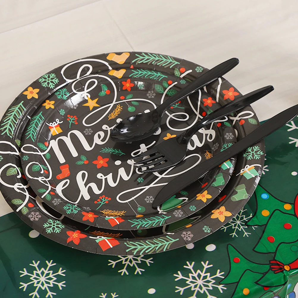 

Christmas Theme Snack Plate Fruit Meal Food Serving Paper Elements Dish Xmas Dinner Plates