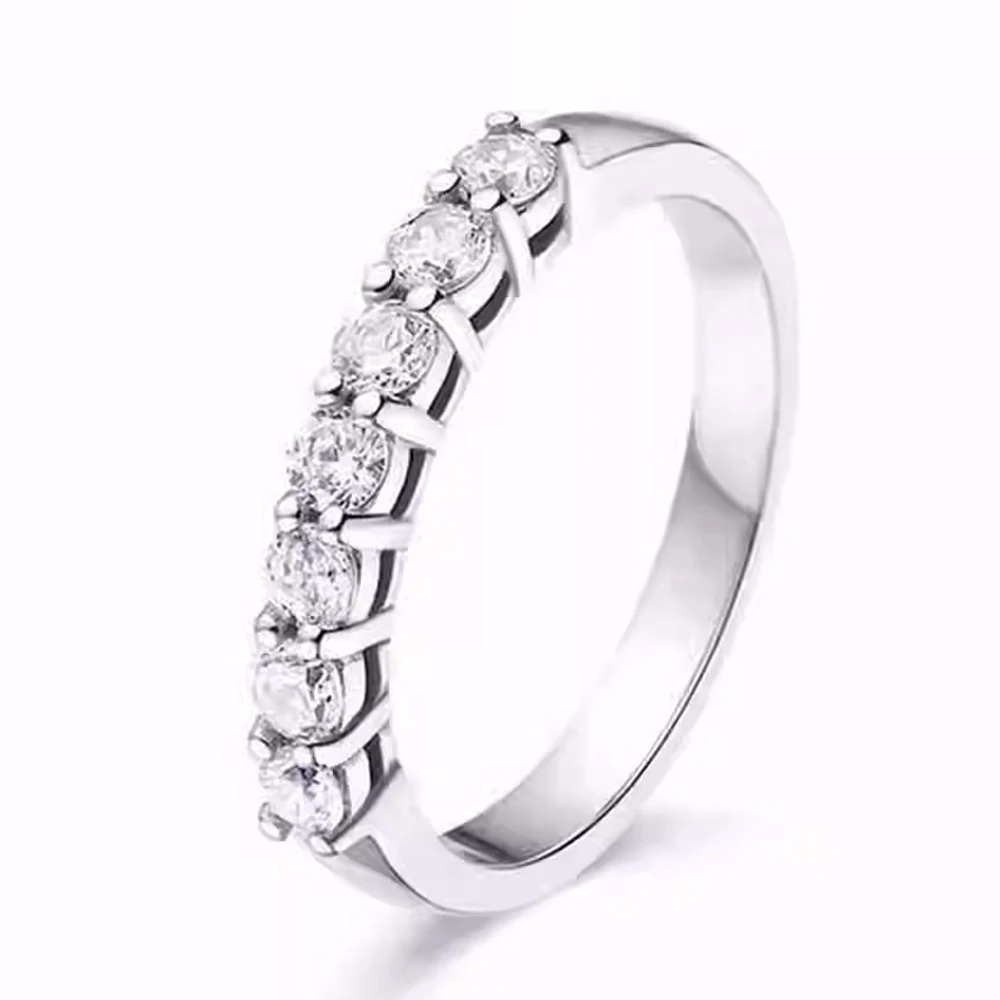 

Sterling Silver Half Eternity Band Wedding Rings for Women 0.6ctw FG Color Lab Created Diamond Moissanite Stackable Engagement