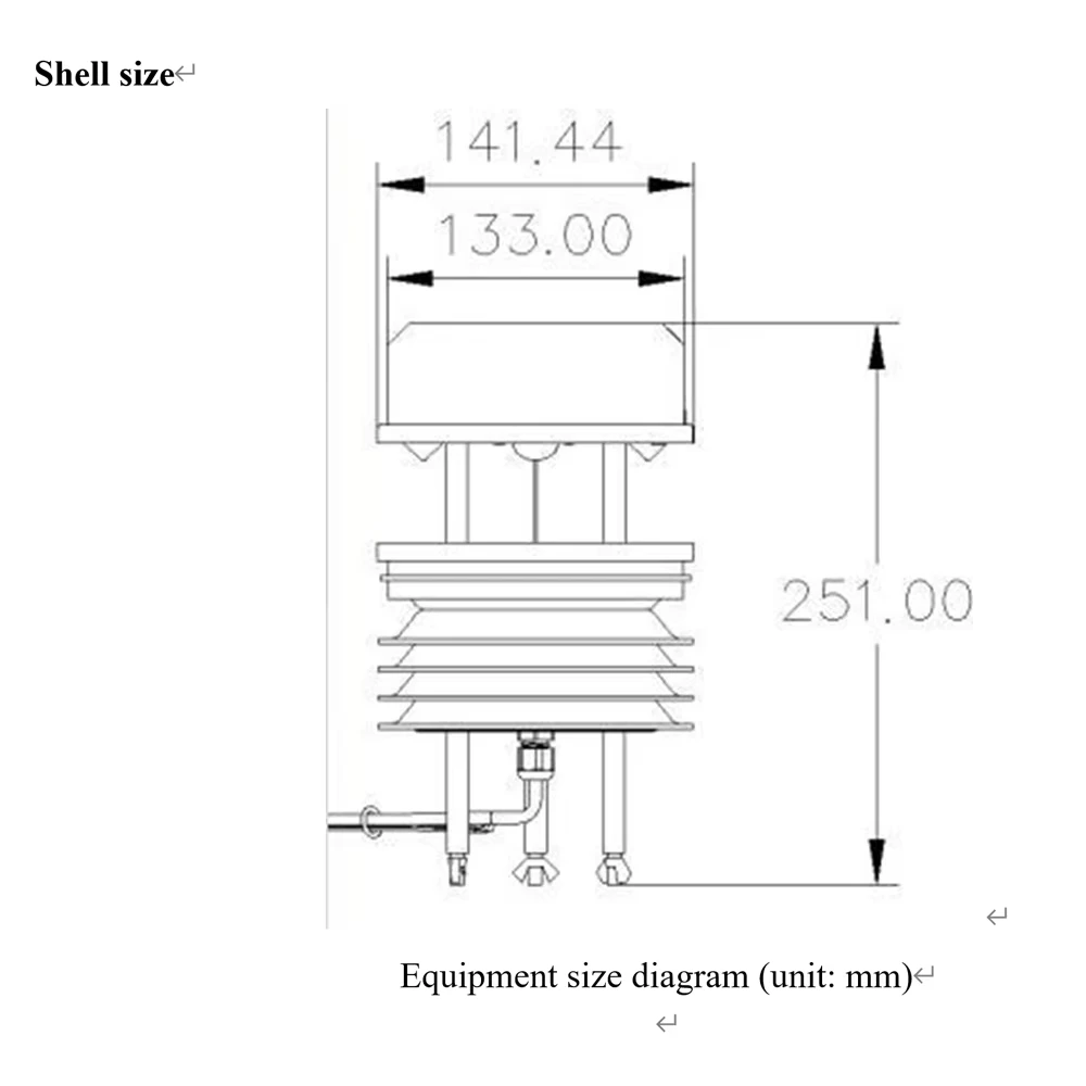 0-60m/s Ultrasonic Wind Speed Wind Direction Sensor Module Weather Stations Transmitter CO2 PM2.5 Illuminance Integrated Monitor