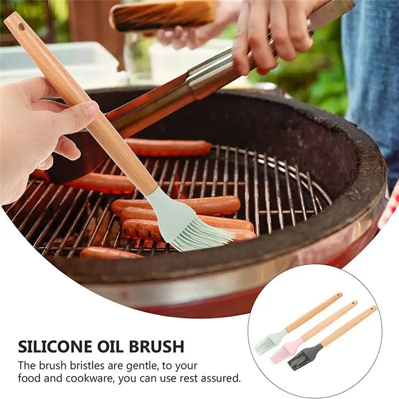 

A78I 3 шт., силиконовая кисть для наметки, силиконовая кисть с деревянной ручкой, масляная кисть для барбекю, кисть для маринада соуса с термосмазыванием